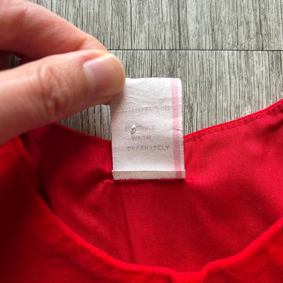 Vintage Red 100% Cotton Velvet Embroidered Bear Train Romper Size 24 Months - Picture 9 of 9